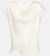 Vince Draped Silk Satin Top In White