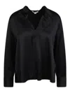 Vince Draped Silk Shirt In Black