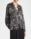 Vince Thistle Silk Button-up Shirt In Aqua Shadow