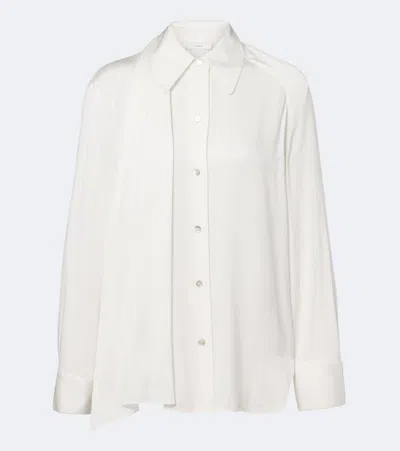 Vince Draped Silk-blend Satin Blouse In White