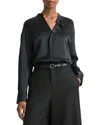 Vince Draped Stand Collar Silk Blouse