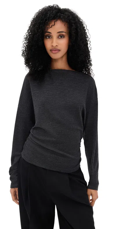 VINCE DRAPED TOP DARK HEATHER GREY