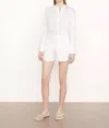 Vince Drapey Stripe Band Collar Button-up Shirt In White