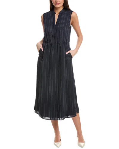 Vince Drapey Stripe Tiered Maxi Dress In Blue