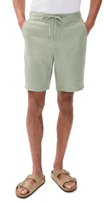 Vince Drawstring Hemp Shorts Matcha In Green