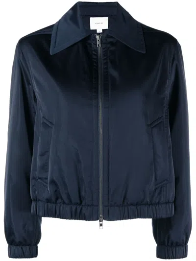 Vince Drawstring Zipped Jacket In Blue