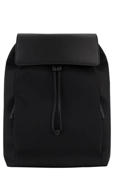 Vince Drayton Leather & Nylon Flap Backpack In Black
