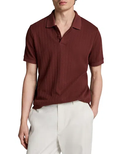 Vince Drop Needle Stripe Short Sleeve Polo In Brown