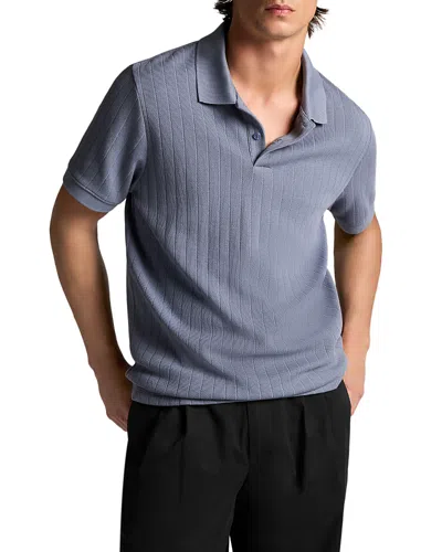 Vince Drop Needle Stripe Short Sleeve Polo In Gray