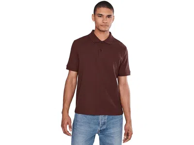Vince Drop Needle Stripe Short Sleeve Polo Men's Clothing Deep Satin: Xl In Brown