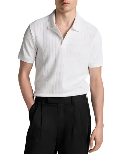 Vince Drop Needle Stripe Short Sleeve Polo In White