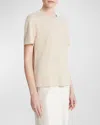 Vince Drop-shoulder Linen Crewneck Short-sleeve T-shirt In White Oak