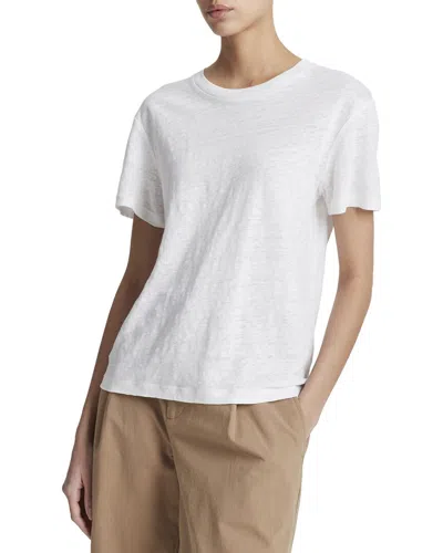Vince Drop Shoulder Linen Top In White