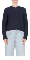 Vince Drop-shoulder V-neck Sweater In Blue