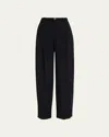 Vince Drop-waist Pleated Crepe Trousers In Black