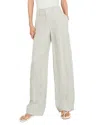 Vince Drop Waist Utility Linen-blend Wide Leg Pant In Gray