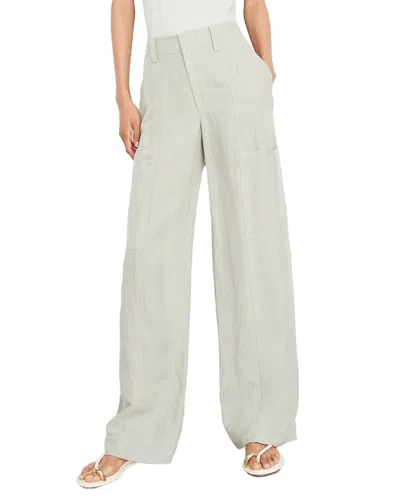 Vince Drop Waist Utility Linen-blend Wide Leg Pant In Blue