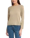 Vince Dropped-shoulder Boat Neck Linen-blend Sweater In Beige