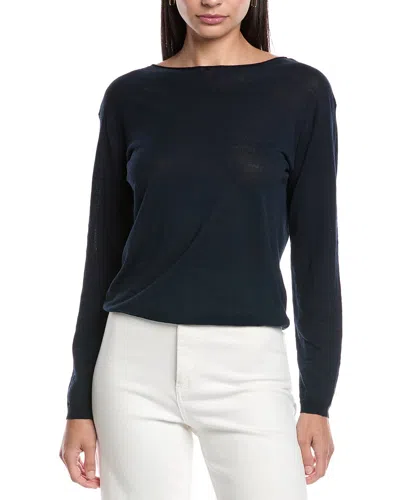 Vince Dropped-shoulder Boat Neck Linen-blend Sweater In Black