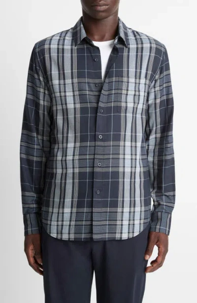 Vince Dunluce Plaid Button-up Shirt In Burgundy