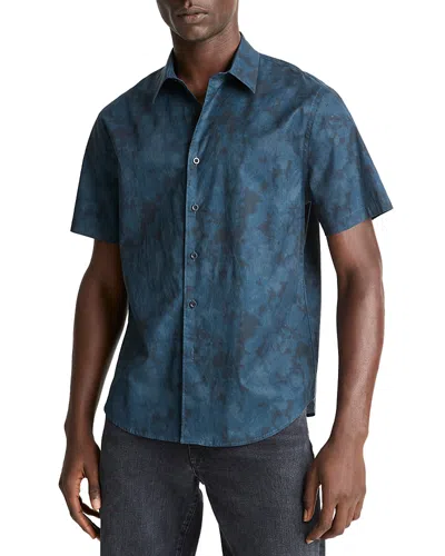 Vince Dye Camo French Placket Classic Fit Button Down Shirt In Blue