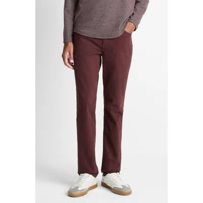 Vince Dylan Slim Fit Peached Stretch Cotton Pants In Burgundy