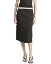Vince Linen-blend Midi Slip Skirt In Black