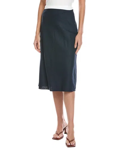 Vince Easy Linen-blend Slip Skirt In Blue