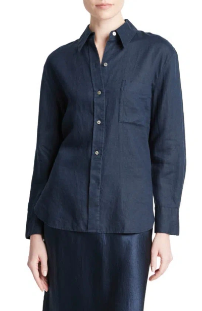 Vince Easy Linen Button-up Shirt In Coastal