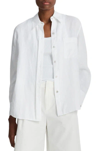 Vince Easy Linen Button-up Shirt In Optic White