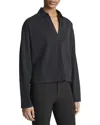 Vince Long-sleeve Silk Pullover Polo Top