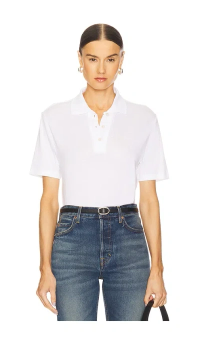 Vince Womens Optic White Easy Short-sleeve Cotton Polo Shirt