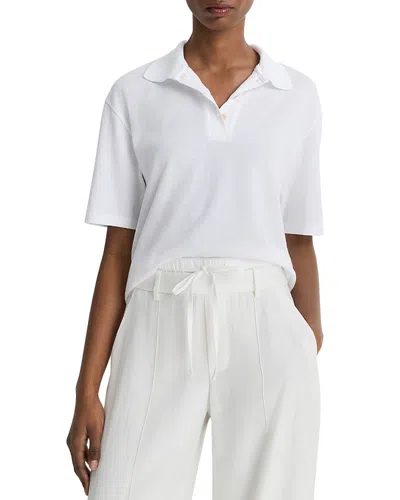 Vince Easy Short Sleeved Polo Tee In Optic White