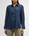 VINCE EASY SILK LONG-SLEEVE BUTTON-FRONT SHIRT