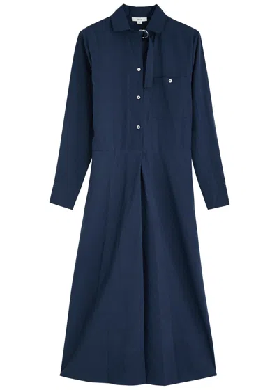 Vince Easy Woven Midi Shirt Dress In Navy