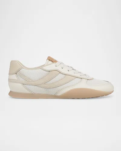 Vince Echo Mesh And Mixed Leather Trainers In White