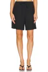 Vince Relaxed Hemp Drawstring Shorts In Black