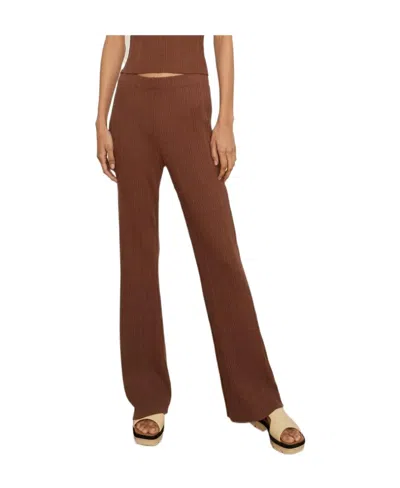 Vince Elasticated Ribbed Trousers In Brown