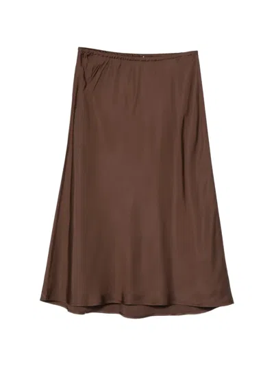 Vince Elasticated-waistband Midi Skirt In Brown
