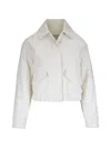 Vince Elasticated-hem Cropped Jacket In Neutral