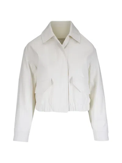 Vince Elasticated-hem Cropped Jacket In Neutral