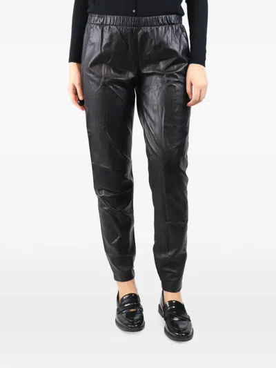 Pre-owned Vince Elasticated-waist Leather Trousers In Black