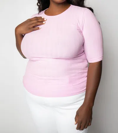 Vince Elbow Sleeve Crew Neck T-shirt In Petal Nectar In Multi