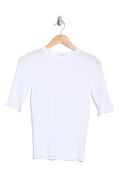 Vince Elbow Sleeve Crew Tee In Optic White