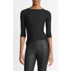 Vince Elbow-sleeve Crewneck Tee In Black
