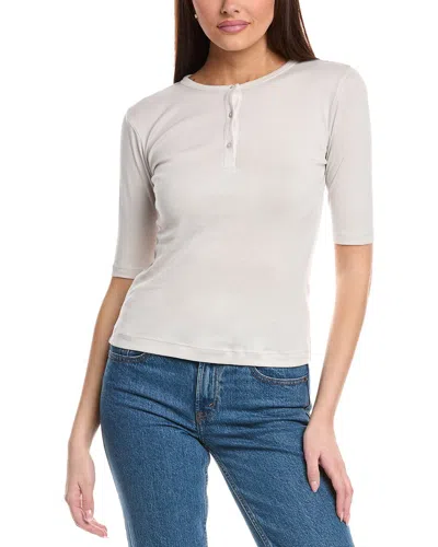 Vince Elbow-sleeve Henley In Beige