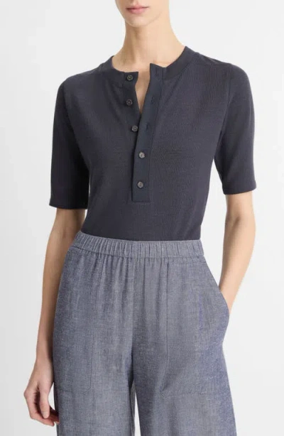 Vince Elbow Sleeve Henley In Night Lake