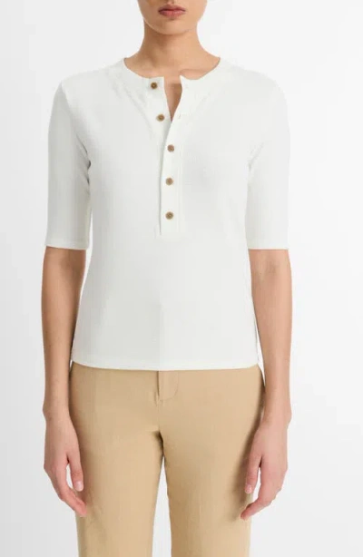 Vince Elbow Sleeve Henley In Off White