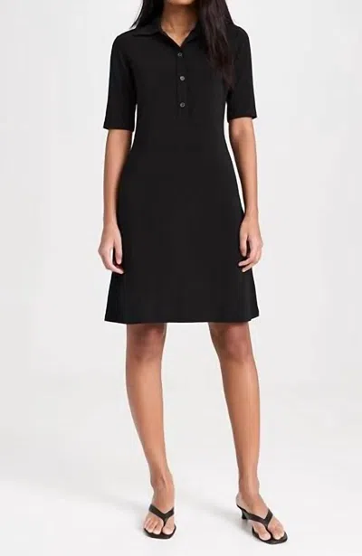 Vince Elbow Sleeve Mini Polo Dress In Black