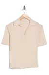 Vince Elbow Sleeve Polo In Neutral